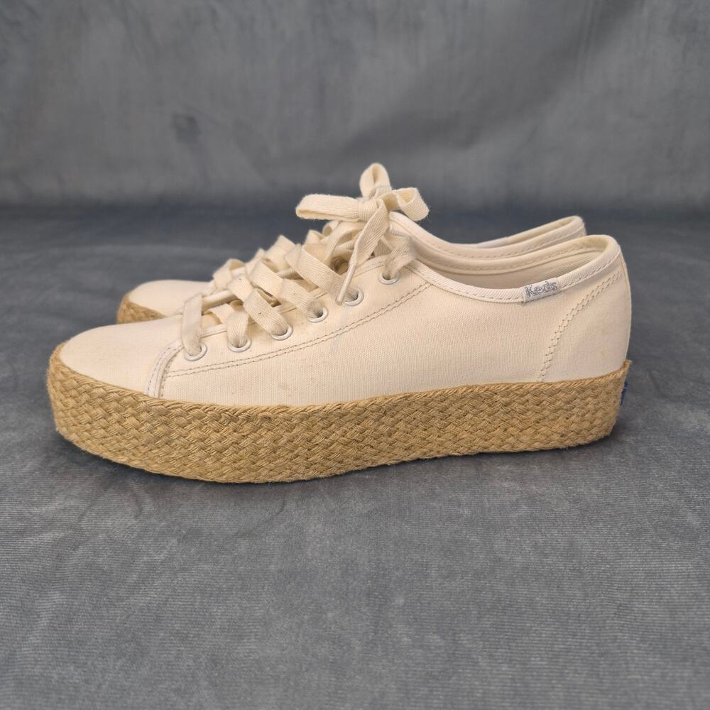 Keds Triple Kick Canvas Platform Ombre Jute Foxing Lace up Cream Womens 6.5